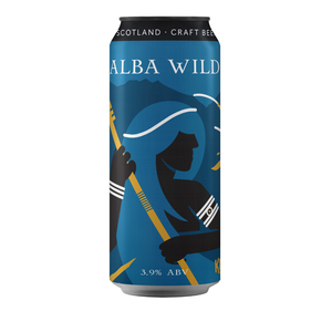 Alba Wild beer can with blue and black design on a white background